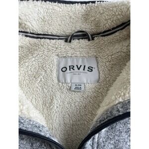 Orvis Pullover Mens XL Gray 1/4 Zip Long Sleeve Sherpa Fleece Lined Thick